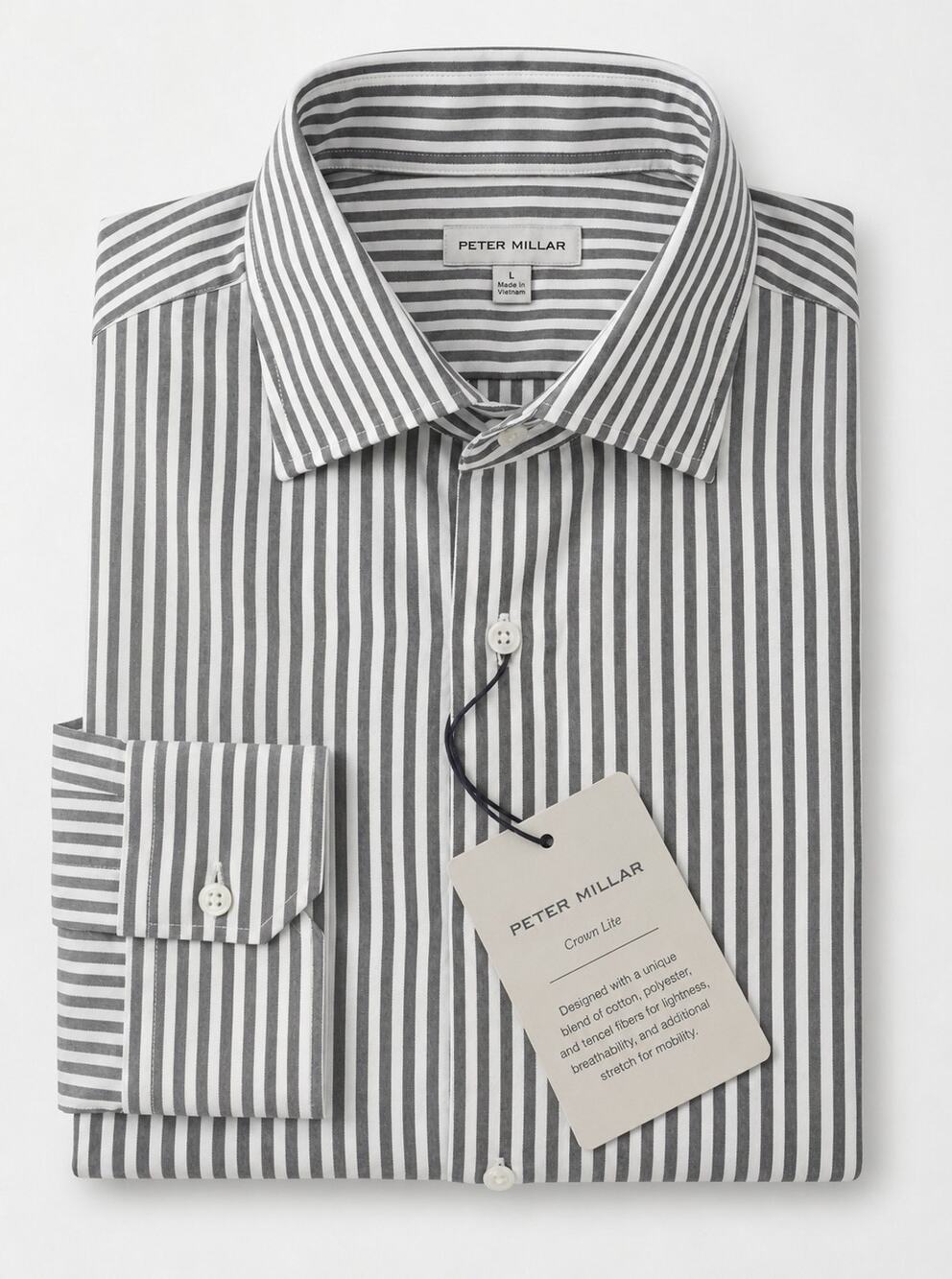 Peter Millar Crown Lite Cannon Navy Stripe Sport Shirt Coastal Quiet Luxury